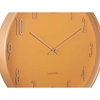 Wall Clock Gracil wood ochre yellow