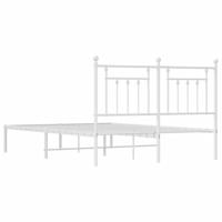 Bedframe met hoofdbord metaal wit 140x200 cm - thumbnail