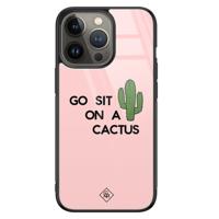 iPhone 13 Pro glazen hardcase - Go sit on a cactus - thumbnail