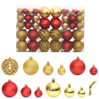 VidaXL Kerstballen 100 st 3/4/6 cm goudkleurig en wijnrood - thumbnail