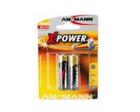 Ansmann X-Power Alkaline batterij Mignon AA LR6 Longlife alkalinebatterij voor extreem hoge stroombehoefte (2-pack), zwart, 2 stuks - thumbnail