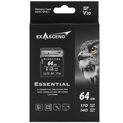 EXASCEND Essential UHS-I SD card(V30) 64GB Read 170 MB/s Write 140 MB/s