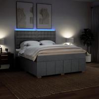 Boxspring met matras stof lichtgrijs 180x200 cm - thumbnail