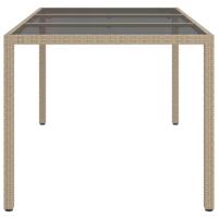 Tuintafel 150x90x75 cm gehard glas en poly rattan beige - thumbnail