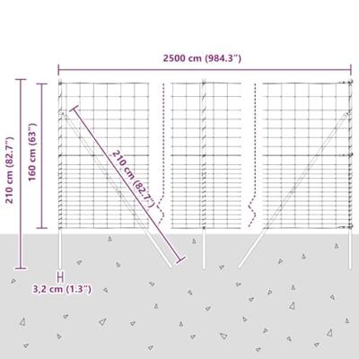 Weidehekwerk Zilver 25 x 1.6 m Gegalvaniseerd staal