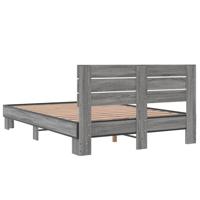 Bedframe bewerkt hout metaal grijs sonoma eiken 140x200 cm - thumbnail