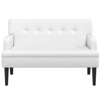 Bankje met rugleuning 112x65,5x75 cm kunstleer wit - thumbnail