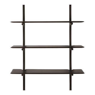 Ethnicraft Wandrek 'PI' Gevernist Mahoniehout, Met 3 planken, kleur Donkerbruin Ethnicraft Wandrek 'PI' Gevernist Mahoniehout, Met 3 planken, kleur Donkerbruin