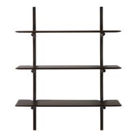 Ethnicraft Wandrek 'PI' Gevernist Mahoniehout, Met 3 planken, kleur Donkerbruin - thumbnail