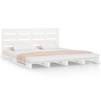 Bedframe zonder matras massief grenenhout wit 160x200 cm