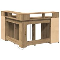 Bureau met LED-verlichting 130x130x91 cm hout artisanaal eiken - thumbnail