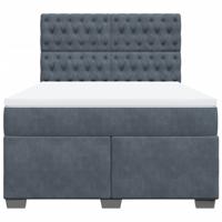 Boxspring met matras fluweel donkergrijs 160x200 cm - thumbnail