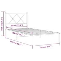Bedframe met hoofdbord metaal wit 90x200 cm - thumbnail