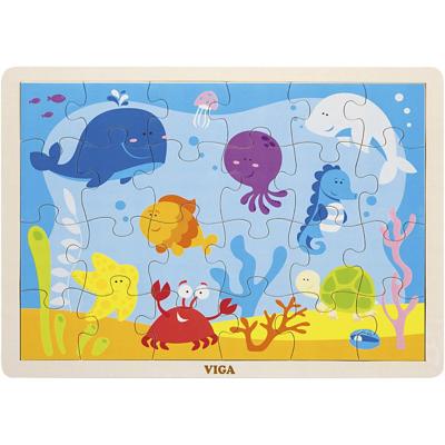 VIGA houten legpuzzels, zeedieren, afm 30x22,5 cm, 24 delen, 1 stuk