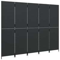 Kamerscherm 5 panelen poly rattan zwart - thumbnail
