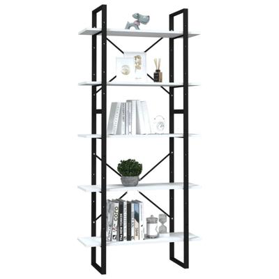 Boekenkast met 5 schappen 80x30x175 cm bewerkt hout wit