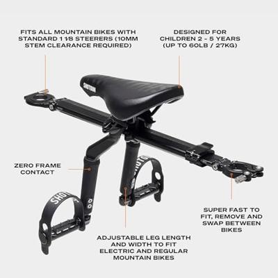 Kids ride shotgun pro mtb front child seat + handlebar set