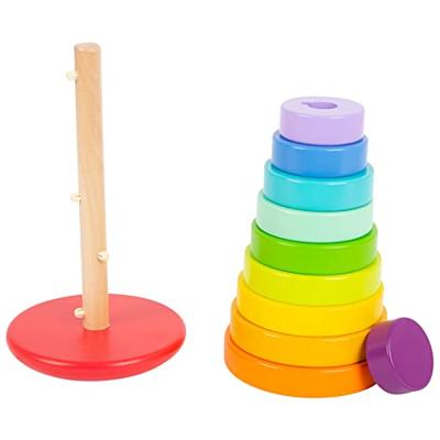 Small Foot houten stapeltoren regenboog, 11dlg.
