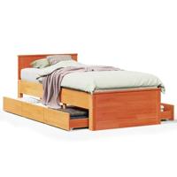 Bedframe met hoofdbord zonder matras hout wasbruin 90x190 cm - thumbnail