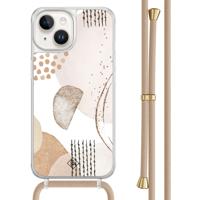 iPhone 14 hoesje met beige koord - Abstract shapes - thumbnail