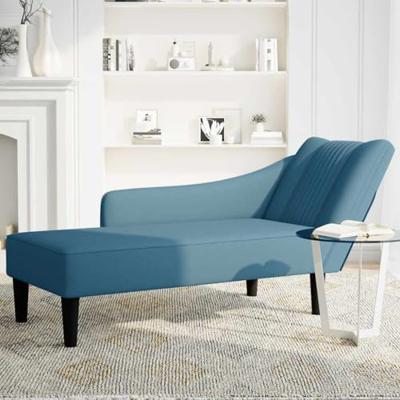 Chaise longue met rechterarmleuning fluweel blauw