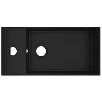 VidaXL Wastafel met overloop keramiek matzwart