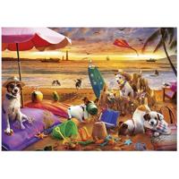 Puzzel Educa Perros jugando en la playa 1000 Onderdelen - thumbnail