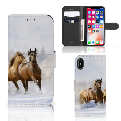 Apple iPhone X | Xs | Telefoonhoesje | Met pasjeshouder | Paarden Apple iPhone X | Xs | Telefoonhoesje | Met pasjeshouder | Paarden