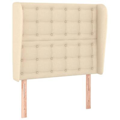 Hoofdbord met randen 103x23x118/128 cm stof crèmekleurig