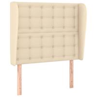 Hoofdbord met randen 103x23x118/128 cm stof crèmekleurig - thumbnail