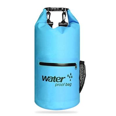 Outdoor waterdichte droge dubbele schouderband tas droge zak PVC vat tas capaciteit: 20L (blauw)