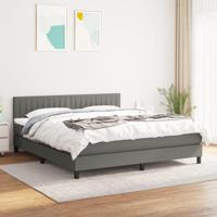 Boxspring met matras stof donkergrijs 160x200 cm - thumbnail