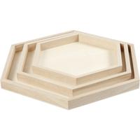 Creativ Company Houten dienbladen divers, set van 3 - thumbnail