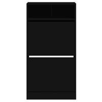 Schoenenkast 60x34x116 cm bewerkt hout zwart - thumbnail