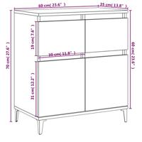 Dressoir 60x35x70 cm bewerkt hout bruineikenkleurig - thumbnail