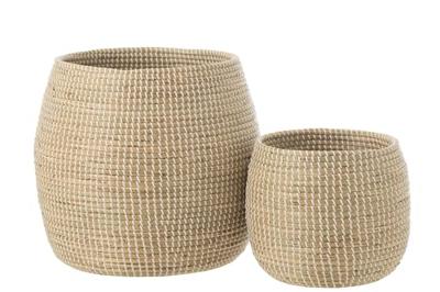 J-Line Set Van 2 Mand Zeegras|Plastic Naturel|Wit