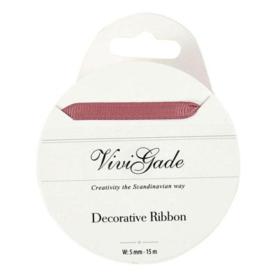 Vivi Gade decoratielint Grosgrain 5 mm / 15 meter donkerroze