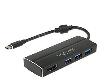 Delock 63931 USB-C (USB 3.2 Gen 2) multiport hub Zwart