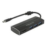 Delock 63931 USB-C (USB 3.2 Gen 2) multiport hub Zwart - thumbnail