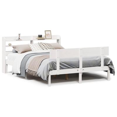 Bedframe zonder matras massief grenenhout wit 140x190 cm