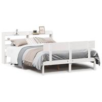 Bedframe zonder matras massief grenenhout wit 140x190 cm - thumbnail