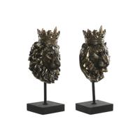 Decoratieve figuren Home ESPRIT Donkerbruin Leeuw Kroon 21 x 18 x 44 cm (2 Stuks) - thumbnail