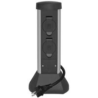 Buitenstopcontact paal kunststof 2 stopcontacten 37cm hoog 2 meter snoer met stekker - thumbnail