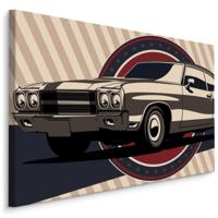 Schilderij - Klassieke Muscle Car in retro Stijl, Premium Print - thumbnail
