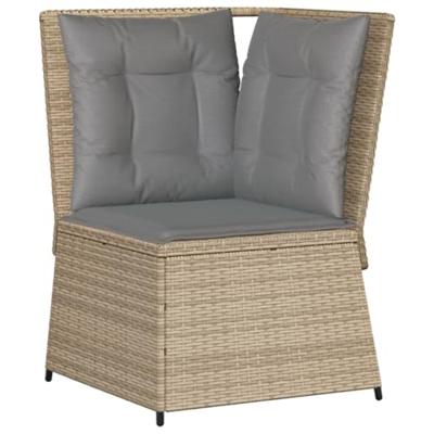 Tuinhoekbank met kussens poly rattan beige