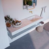 MONDIAZ ALAN-DLUX 150cm planchet Opalo. Vrijhangende wastafel CLOUD rechts zonder kraangat, kleur Opalo. - thumbnail