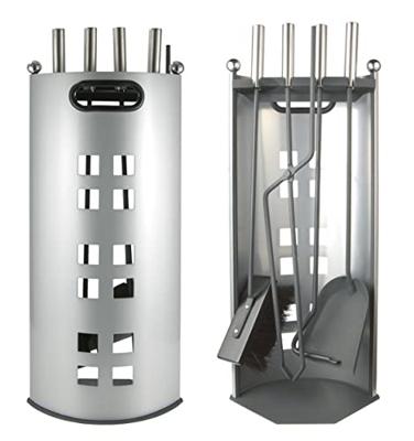 HI 5-delige haardgereedschapsset 23x15x52 cm zilverkleurig