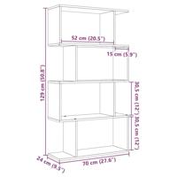 Kamerscherm / boekenkast 4-laags 70x24x129 cm hout betongrijs - thumbnail