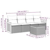 5-delige Loungeset met kussens poly rattan beige - thumbnail