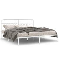 Bedframe met hoofdbord metaal wit 200x200 cm - thumbnail